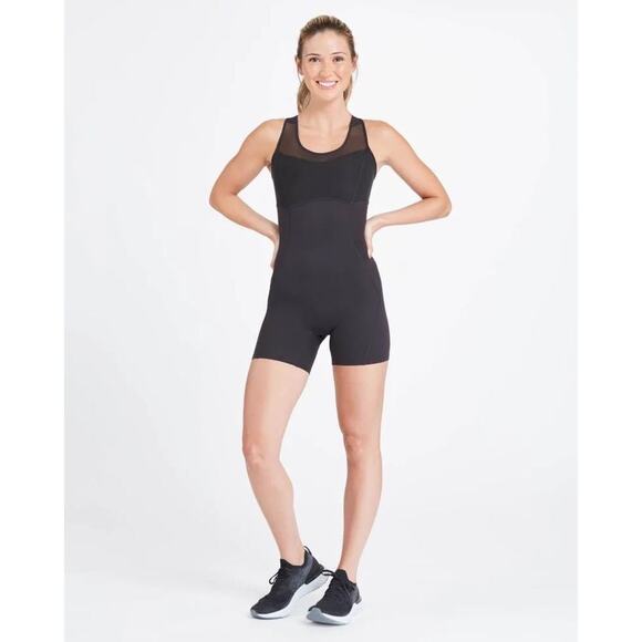 Spanx Romper Bodysuit Short Racerback Mesh Top with Lining Size Large - Picture 1 of 8